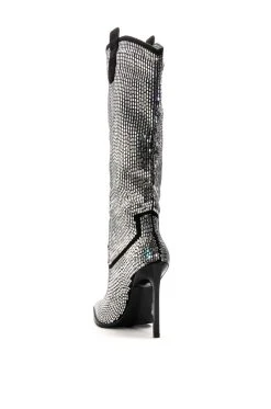 AZALEA WANG HEIDEMARIE WESTERN RHINESTONE STILETTO BOOT IN SILVER -AKIRA salestore azalea wang heidemarie western rhinestone stiletto boot in silver silver 4 4