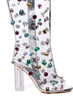 AZALEA WANG HEIDI EMBELLISHED PVC BOOT IN MULTI -AKIRA salestore azalea wang heidi embellished pvc boot in multi multi 5 5 c1
