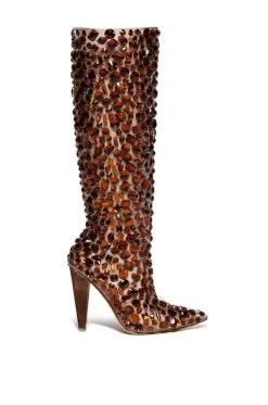 Alternative view of AZALEA WANG HONEY EMBELLISHED PVC CHUNKY BOOT IN BROWN