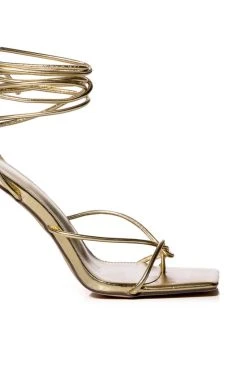 AZALEA WANG HYPER STILETTO SANDAL IN GOLD -AKIRA salestore azalea wang hyper stiletto sandal in gold gold 5 5