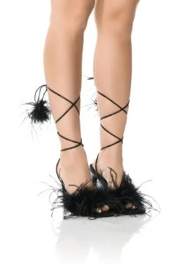 AZALEA WANG IM THAT GIRL FEATHER SANDAL IN BLACK