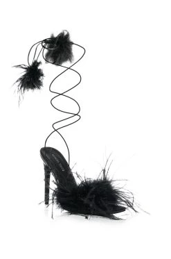 AZALEA WANG IM THAT GIRL FEATHER SANDAL IN BLACK -AKIRA salestore azalea wang im that girl feather sandal in black black 3 3