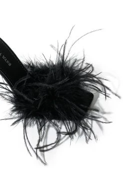 AZALEA WANG IM THAT GIRL FEATHER SANDAL IN BLACK -AKIRA salestore azalea wang im that girl feather sandal in black black 5 5