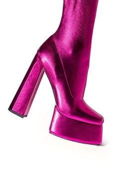 AZALEA WANG I'M THAT GIRL METALLIC PLATFORM BOOT -AKIRA salestore azalea wang im that girl metallic platform boot pink 5 5