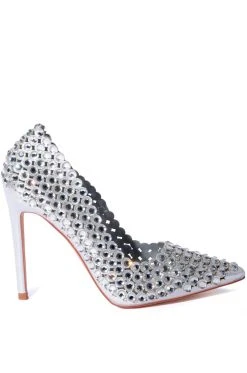 Alternative view of AZALEA WANG IMMA DO ME RHINESTONE EMBELLISHED PUMP IN SILVER