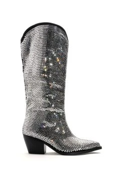 Alternative view of AZALEA WANG INGRID BLINGED OUT RHINESTONE WESTERN BOOT IN SILVER