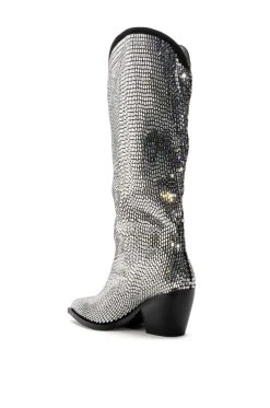 AZALEA WANG INGRID BLINGED OUT RHINESTONE WESTERN BOOT IN SILVER -AKIRA salestore azalea wang ingrid blinged out rhinestone western boot in silver silver 4 4