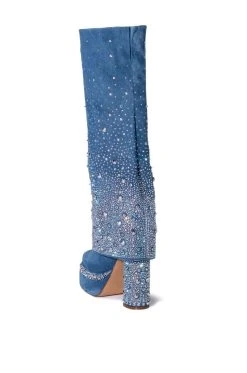 AZALEA WANG INVISIBLE DENIM BOOT WITH DIAMONDS -AKIRA salestore azalea wang invisible denim boot with diamonds denim 4 4