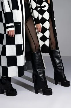 AZALEA WANG INVISIBLE KNEE HIGH FOLD OVER CHUNKY BOOT IN BLACK -AKIRA salestore azalea wang invisible knee high fold over chunky boot in black black 3 3 c1 c1