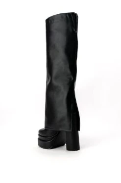 AZALEA WANG INVISIBLE KNEE HIGH FOLD OVER CHUNKY BOOT IN BLACK -AKIRA salestore azalea wang invisible knee high fold over chunky boot in black black 4 4 c1