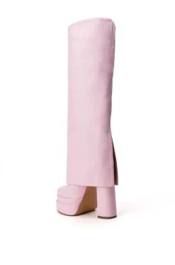 AZALEA WANG INVISIBLE KNEE HIGH FOLD OVER CHUNKY BOOT IN PINK -AKIRA salestore azalea wang invisible knee high fold over chunky boot in pink pink 4 4 c1