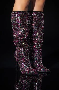 AZALEA WANG IZZY EMBELLISHED BOOT IN MULTI -AKIRA salestore azalea wang izzy embellished boot in multi multi 1 1 c1