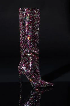 AZALEA WANG IZZY EMBELLISHED BOOT IN MULTI -AKIRA salestore azalea wang izzy embellished boot in multi multi 2 2 c1