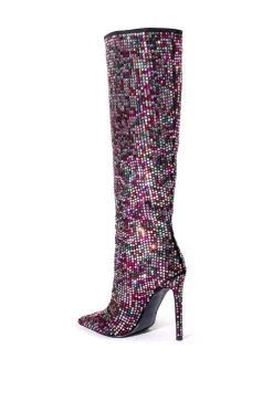 AZALEA WANG IZZY EMBELLISHED BOOT IN MULTI -AKIRA salestore azalea wang izzy embellished boot in multi multi 4 4
