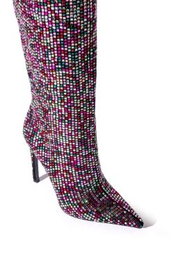 AZALEA WANG IZZY EMBELLISHED BOOT IN MULTI -AKIRA salestore azalea wang izzy embellished boot in multi multi 5 5