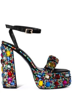 Alternative view of AZALEA WANG JANETTE GEM EMBELLISHED PLATFORM SANDAL IN MULTI