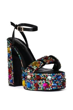 AZALEA WANG JANETTE GEM EMBELLISHED PLATFORM SANDAL IN MULTI -AKIRA salestore azalea wang janette gem embellished platform sandal in multi multi 3 3