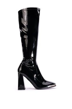 Alternative view of AZALEA WANG JAZZY PATENT KNEE HIGH BOOT IN BLACK