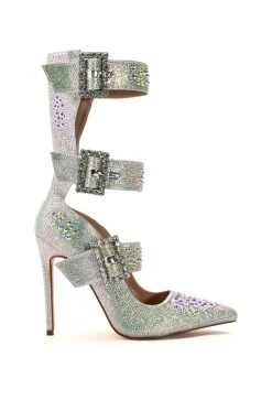 Alternative view of AZALEA WANG JENNA BELTED RHINESTONE EMBELLISHED PUMP IN SILVER