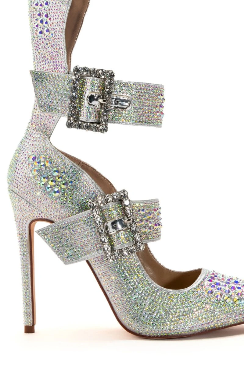 AZALEA WANG JENNA BELTED RHINESTONE EMBELLISHED PUMP IN SILVER 5 AZALEA WANG JENNA BELTED RHINESTONE EMBELLISHED PUMP IN SILVER - Image 5