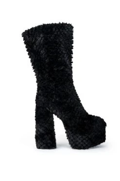 Alternative view of AZALEA WANG JERUSHA FUR CHUNKY BOOT IN BLACK