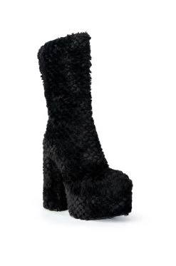 AZALEA WANG JERUSHA FUR CHUNKY BOOT IN BLACK -AKIRA salestore azalea wang jerusha fur chunky boot in black black 3 3