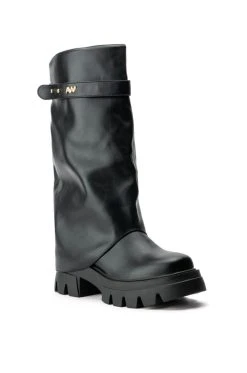 AZALEA WANG JET FOLD OVER FLATFORM BOOT IN BLACK -AKIRA salestore azalea wang jet fold over flatform boot in black black 3 3