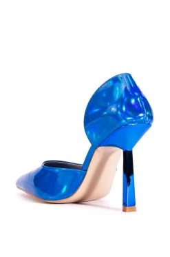 AZALEA WANG JUNO HOLOGRAPHIC STILETTO PUMP IN BLUE -AKIRA salestore azalea wang juno holographic stiletto pump in blue blue 4 4