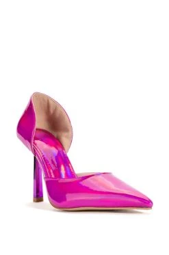 AZALEA WANG JUNO HOLOGRAPHIC STILETTO PUMP IN PINK -AKIRA salestore azalea wang juno holographic stiletto pump in pink pink 3 3
