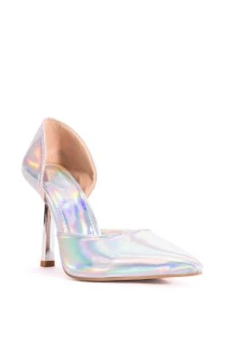 AZALEA WANG JUNO HOLOGRAPHIC STILETTO PUMP IN SILVER -AKIRA salestore azalea wang juno holographic stiletto pump in silver silver 3 3