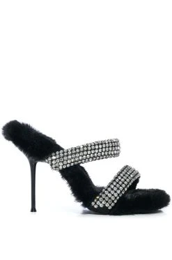 Alternative view of AZALEA WANG KAE EMBELLISHED FAUX FUR STILETTO SANDAL IN BLACK