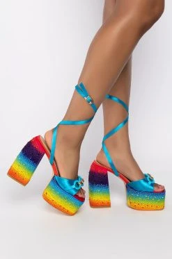 AZALEA WANG LOUD AND PROUD CHUNKY SANDAL IN RAINBOW