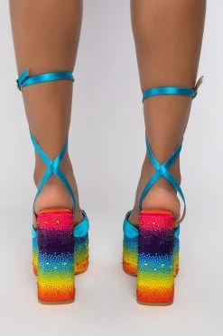 AZALEA WANG LOUD AND PROUD CHUNKY SANDAL IN RAINBOW -AKIRA salestore azalea wang loud and proud chunky sandal in rainbow rainbow 4 4