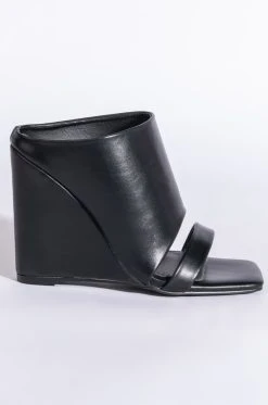 AZALEA WANG LOVE ME TENDER SQUARE TOE WEDGE SANDAL IN BLACK -AKIRA salestore azalea wang love me tender square toe wedge sandal in black black 3 3