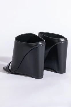 AZALEA WANG LOVE ME TENDER SQUARE TOE WEDGE SANDAL IN BLACK -AKIRA salestore azalea wang love me tender square toe wedge sandal in black black 5 5
