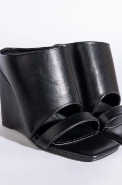 AZALEA WANG LOVE ME TENDER SQUARE TOE WEDGE SANDAL IN BLACK -AKIRA salestore azalea wang love me tender square toe wedge sandal in black black 6 6