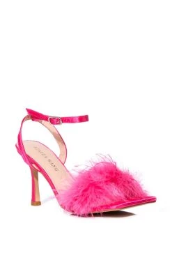 AZALEA WANG LUCINDA FEATHER SANDAL -AKIRA salestore azalea wang lucinda feather sandal pink 3 3