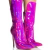 AZALEA WANG MAKE MY HEART SKIP A BEAT HOLOGRAPHIC STILETTO BOOTIE IN PINK