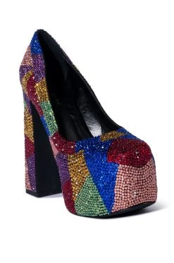 AZALEA WANG MARGARET EMBELLISHED PUMP IN MULTI -AKIRA salestore azalea wang margaret embellished pump in multi multi 3 3