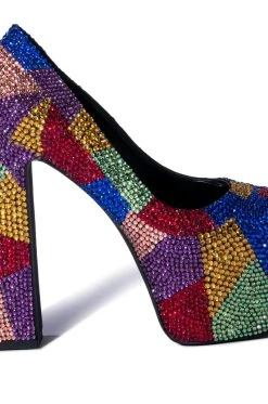 AZALEA WANG MARGARET EMBELLISHED PUMP IN MULTI -AKIRA salestore azalea wang margaret embellished pump in multi multi 5 5