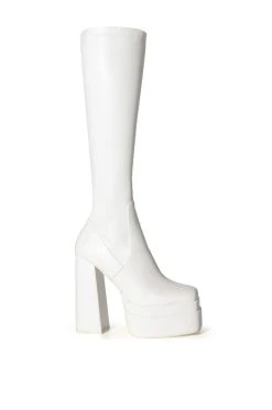 Alternative view of AZALEA WANG MAXINE CHUNKY PLATFORM BOOT WITH 4 WAY STRETCH IN WHITE