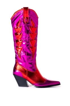 Alternative view of AZALEA WANG MAZIE CHUNKY WESTERN BOOT IN PINK