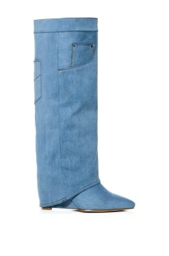 Alternative view of AZALEA WANG MELINA WEDGE BOOT IN DENIM