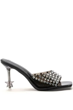 Alternative view of AZALEA WANG MINNIE STAR HEEL EMBELLISHED MULE IN BLACK