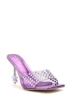AZALEA WANG MINNIE STAR HEEL EMBELLISHED MULE IN PURPLE -AKIRA salestore azalea wang minnie star heel embellished mule in purple purple 3 3