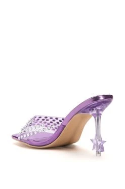 AZALEA WANG MINNIE STAR HEEL EMBELLISHED MULE IN PURPLE -AKIRA salestore azalea wang minnie star heel embellished mule in purple purple 4 4