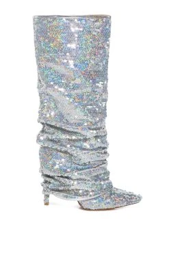 Alternative view of AZALEA WANG NEBULA SEQUIN EMBELLISHED BOOT IN SILVER