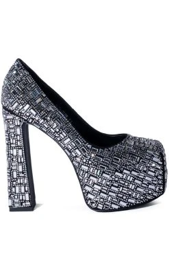 Alternative view of AZALEA WANG NEW DIRECTION CHUNKY RHINESTONE EMBELLISHED PUMP IN SILVER