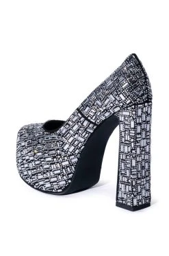 AZALEA WANG NEW DIRECTION CHUNKY RHINESTONE EMBELLISHED PUMP IN SILVER -AKIRA salestore azalea wang new direction chunky rhinestone embellished pump in silver silver 4 4