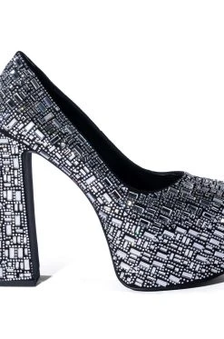 AZALEA WANG NEW DIRECTION CHUNKY RHINESTONE EMBELLISHED PUMP IN SILVER -AKIRA salestore azalea wang new direction chunky rhinestone embellished pump in silver silver 5 5
